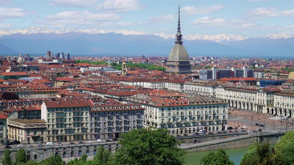 Turin Aerial Timelapse Skyline Panorama