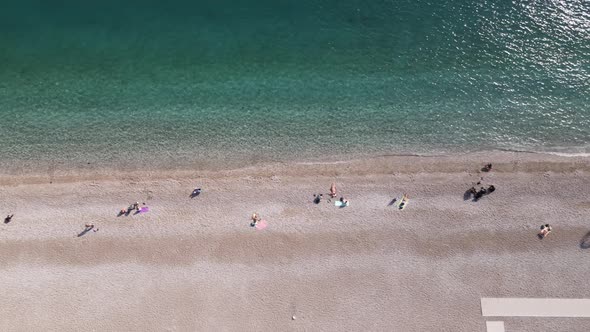 Aerial View of the Beach at the Seaside Resort Town, Turkey