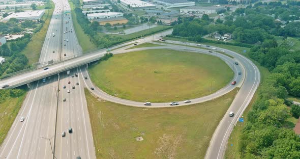 Aerial View in Interstate 70 Running Through the Scioto Woods Columbus Ohio USA