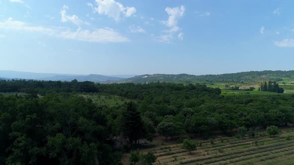 Alpilles natural park near Les Baux-de-Provence in France from the sky