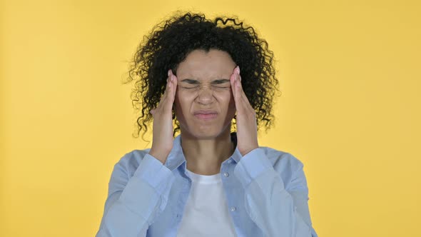 Portrait of Tired Casual African Woman Having Headache