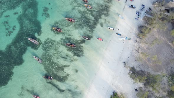 Boats in the Ocean Near the Coast of Zanzibar Tanzania