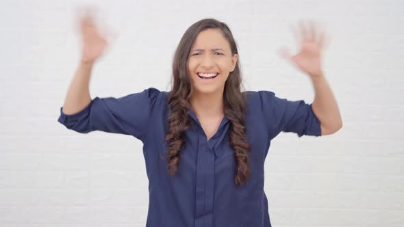 Excited and cheerful Indian girl