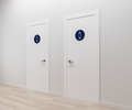 doors with WC signs, women and men toilet signs, 3d render - PhotoDune Item for Sale