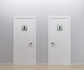 restroom doors men and women, WC doors, 3d render - PhotoDune Item for Sale