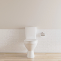 white toilet bowl in empty room with white tile, 3d illustration - PhotoDune Item for Sale