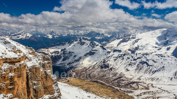 Summit of Sass Pordoi in spring, Dolomites, Italy