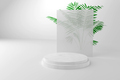 product display marble podium with nature leaves background. 3D rendering - PhotoDune Item for Sale