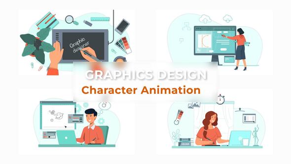Graphic Designer Character Animation Scene Pack