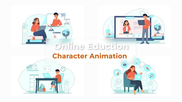 Online Education Character Animation Scene Pack