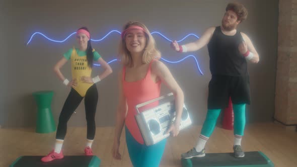 Athletes in Fitness Class in 80s