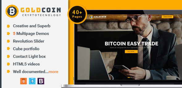 GoldCoin - Bitcoin Cryptocurrency HTML Template