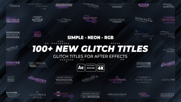 100+ Glitch Titles | Simple | Neon | RGB