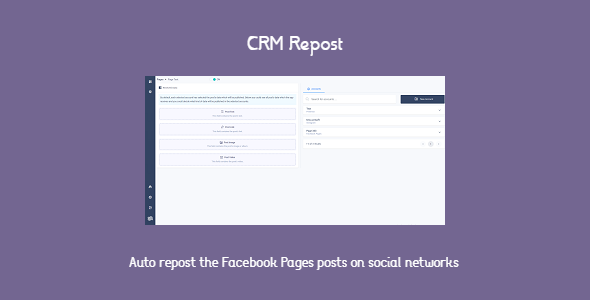 [Download] CRM Repost – share automatically your Facebook Pages posts to multiple social networks