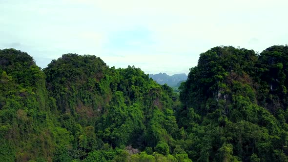 Aerial Shot of Massive Rocks Mountains Krabi Thailand