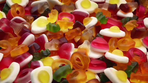 Bowl Of Mixed Chewy Candies Rotating