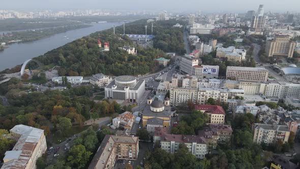 Cityscape of Kyiv, Ukraine. Aerial View, Slow Motion