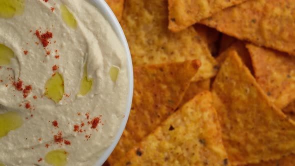 hummus with smoked paprika and tortilla chips rotation