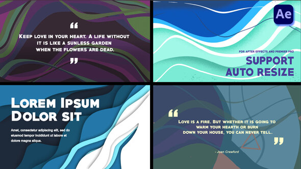 Colorful Wave-like Slides: Quote titles [After Effects]