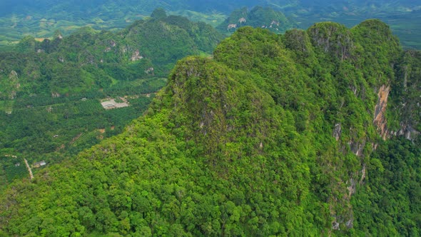 Mountains and tropical plants in southern Thailand