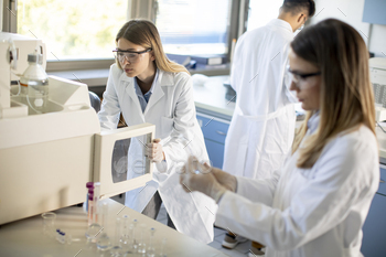 g vial with a sample for an analysis on a ionchromatography system in biomedical lab