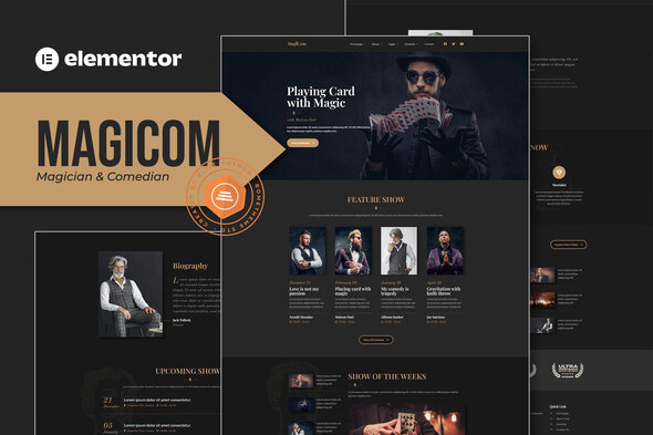 Magicom - Magician & Comedian Club Elementor Pro Template Kit