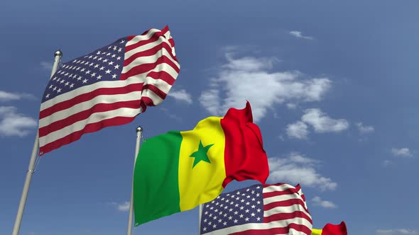 Many Flags of Senegal and the USA