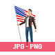 3D Patriotic Man Holding American Flag - GraphicRiver Item for Sale