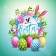 Happy Easter Illustration with Painted Egg Rabbit - GraphicRiver Item for Sale