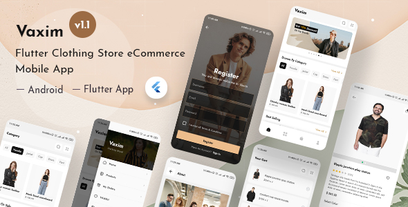 Vaxim - Clothing Retail Online Shop Flutter App + Admin Dashboard
