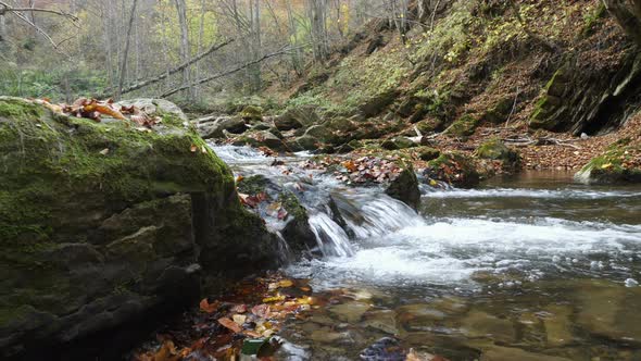 River flowing in a pond