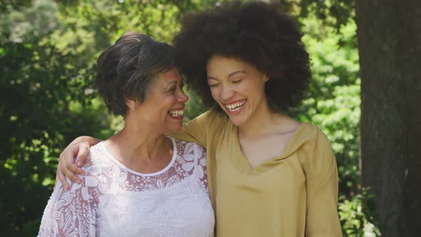 Mixed race woman spending time with her mother