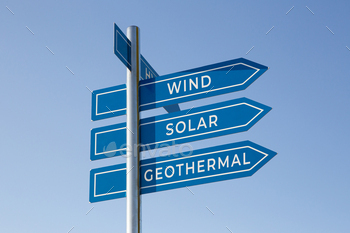 words on signpost isolated on blue sky