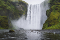 Beautiful Skogafoss waterfall. The most popular destination in Iceland. Water falling down a - PhotoDune Item for Sale