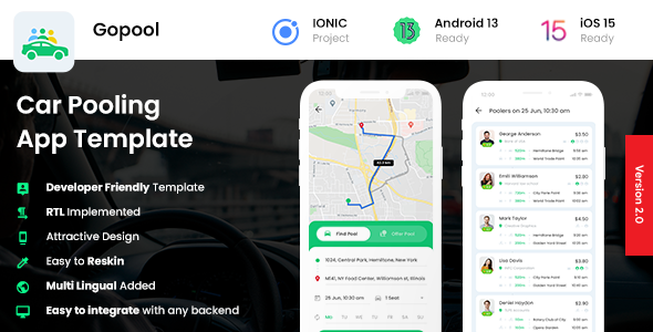 2 App Template| Carpooling App| Bike Pooling App| Ride Sharing App|Car sharing App| Gopool