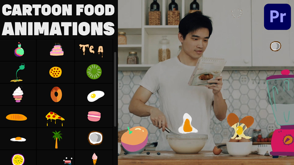 Cartoon Food Animations for Premiere Pro