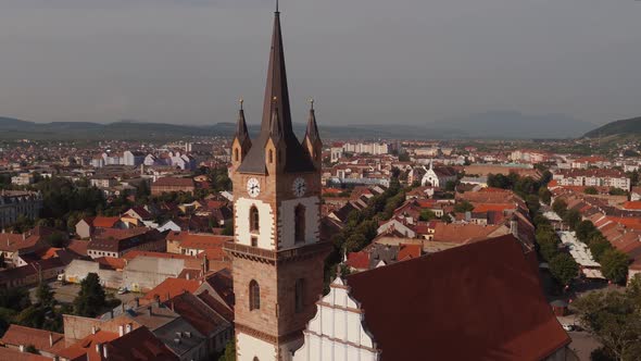 Aerial view of the Evangelical Church tower