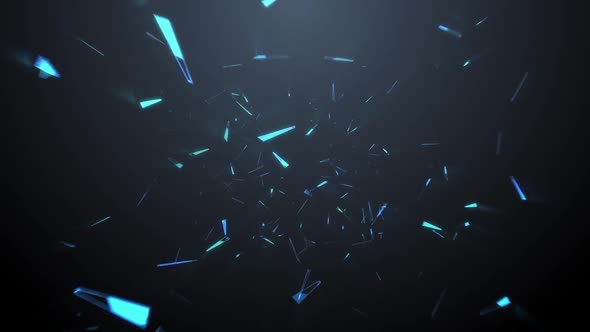 Shards of Glass Fall in 3d Space