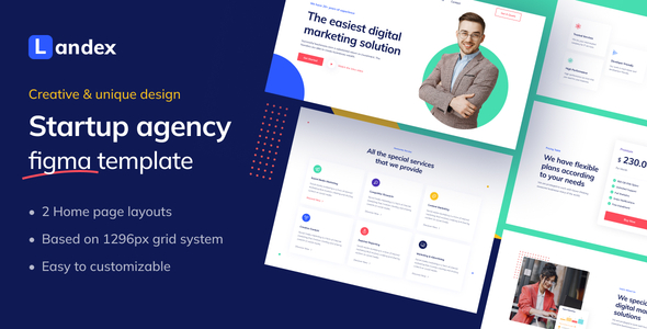 Landex – Startup Agency Figma Template – 0 Sold!