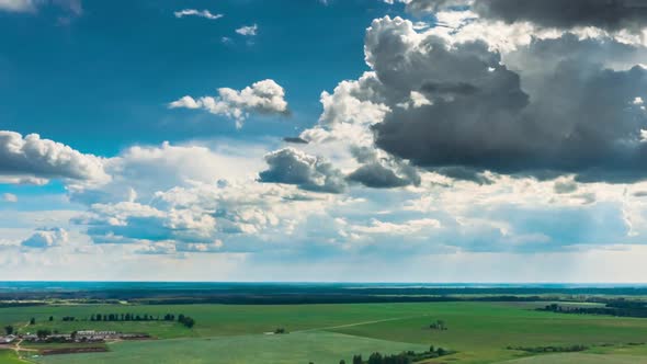 Timelapse Dronelapse Hyperlapse Aerial View Country Wheat Field