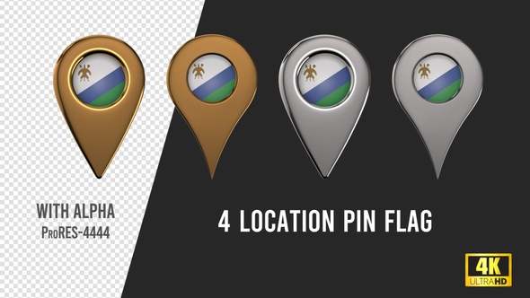 Lesotho Flag Location Pins Silver And Gold