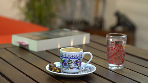 Pouring Into A Cup Of Hot Turkish Coffee