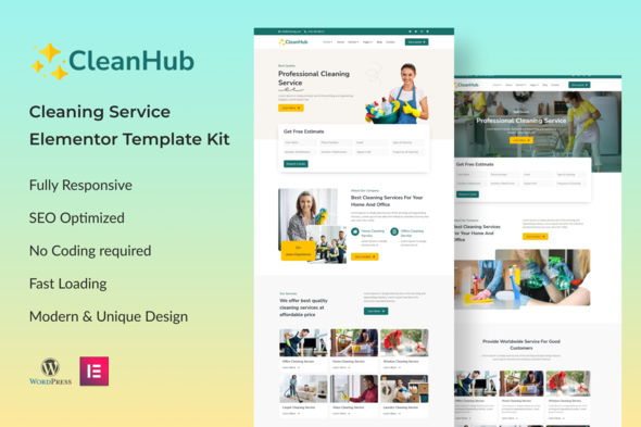 CleanHub - Cleaning Service Elementor Template Kit