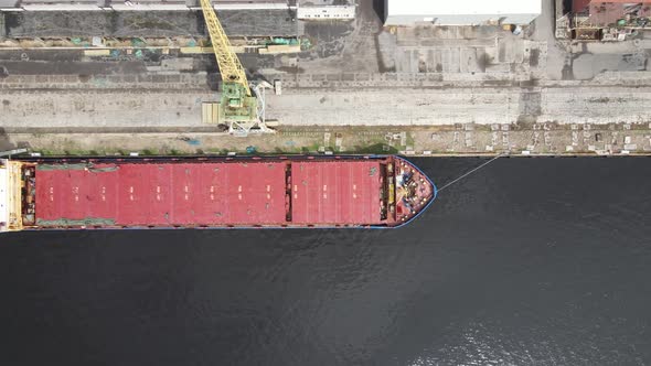 Cargo ship aerial view