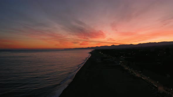 Fire sunset on the ocean 