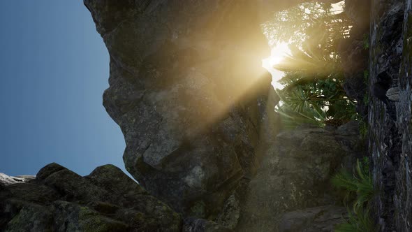 Sun Light Inside Mysterious Cave