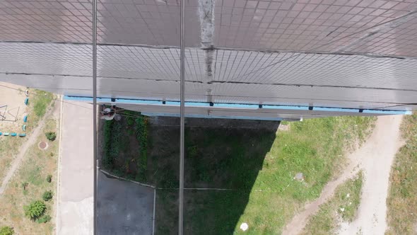Aerial View Industrial Climber Perform Work on Insulation Side Facade Building