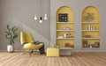 Yellow and gray modern living room - PhotoDune Item for Sale