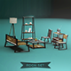 Interior living room industrial design Low-poly 3D model - 3DOcean Item for Sale