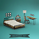Interior bedroom set industrial design Low-poly 3D model - 3DOcean Item for Sale